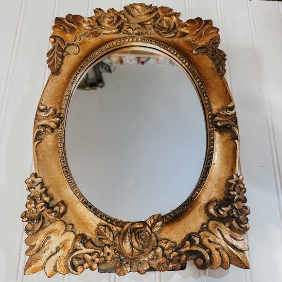 Vinage Gold Gilt Floral Table MirrorVictorianHollywood Regency